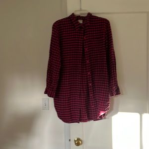 black and pink checkered button down